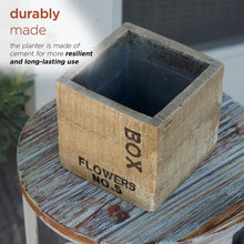 Load image into Gallery viewer, Rustic Wood Finished Concrete Square Flower Box Planter - Adler&#39;s Store