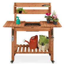 Load image into Gallery viewer, Sliding Table Top Wood Garden Potting Bench - Adler&#39;s Store