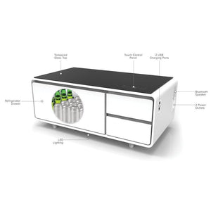 Smart Coffee Table with Bluetooth Speakers and Refrigerated Drawer - Adler's Store