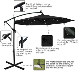 Solar 10Ft Hanging Umbrella Sun Shade with LED Lights - Adler's Store