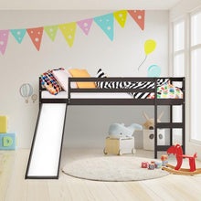 Load image into Gallery viewer, Twin Size Wood Loft Bed with Ladder and Slide - Adler&#39;s Store