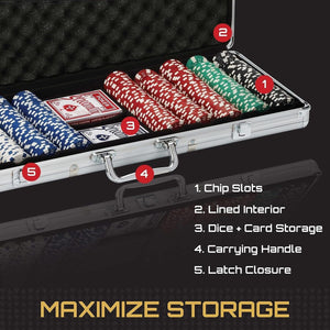 Ultimate Texas Hold 'em Poker Set 500 11.5 Gram Claytec Striped Chip Set - Adler's Store