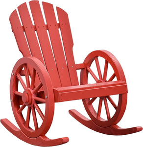 Wagon Wheel Outdoor Wooden Adirondack Rocking Chair - Adler's Store