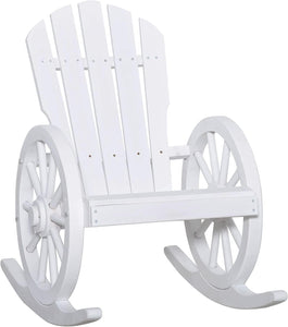 Wagon Wheel Outdoor Wooden Adirondack Rocking Chair - Adler's Store