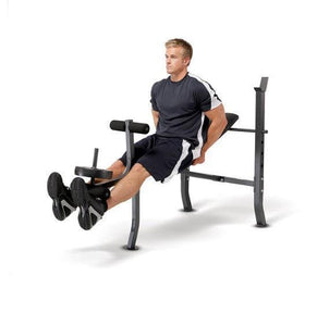 Weight Bench With 100 lb Vinyl Weight Set and Fixed 4-Roller Leg Pad Home Gym - Adler's Store