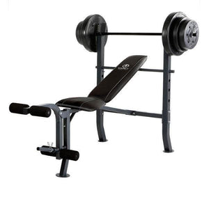 Weight Bench With 100 lb Vinyl Weight Set and Fixed 4-Roller Leg Pad Home Gym - Adler's Store