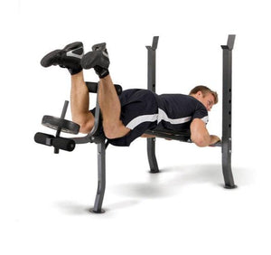 Weight Bench With 100 lb Vinyl Weight Set and Fixed 4-Roller Leg Pad Home Gym - Adler's Store