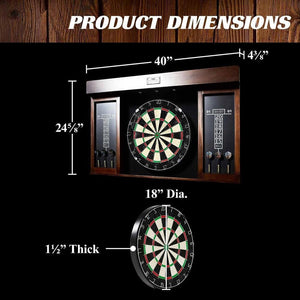 Wooden 40 Inch Dart Board Cabinet Set with Lights and 6 Steel Tip Darts - Adler's Store