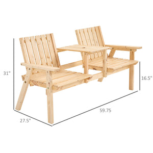Wooden Patio Loveseat with Coffee Table - Adler's Store