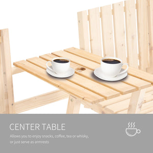 Wooden Patio Loveseat with Coffee Table - Adler's Store