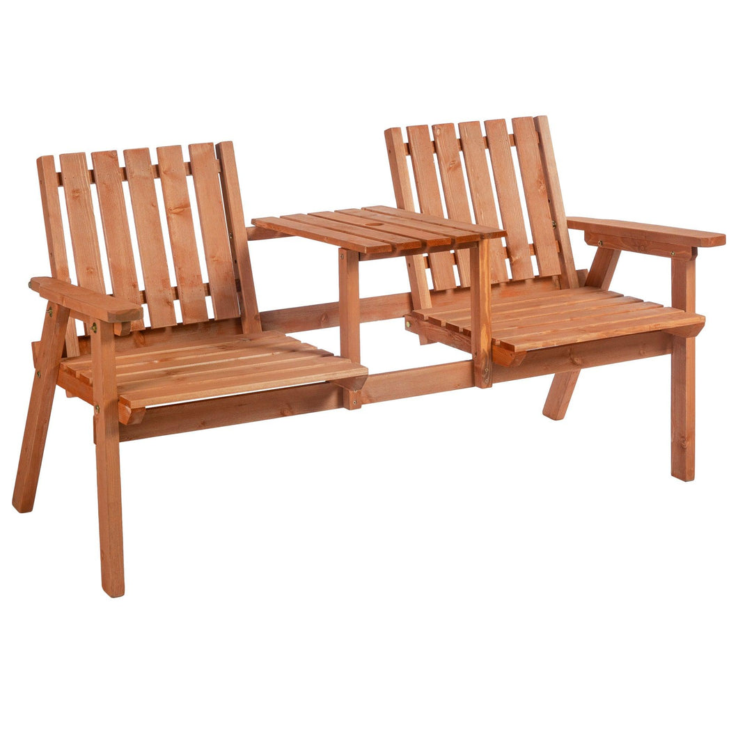 Wooden Patio Loveseat with Coffee Table - Adler's Store