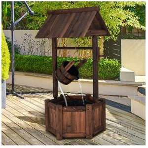 Wooden Rustic Garden Wishing Well Water Fountain with Pump - Adler's Store