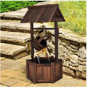 Wooden Rustic Garden Wishing Well Water Fountain with Pump - Adler's Store
