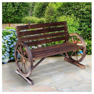 Wooden Wagon Wheel Bench Garden Loveseat - Adler's Store